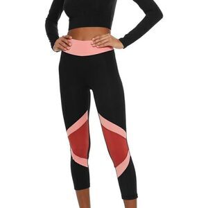 Iris and Ink NWT Coral Black Colorblock Stretch Leggings size M